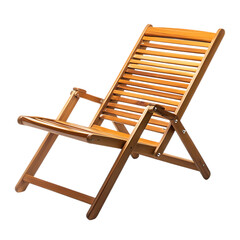 Elegant Fold Away Wooden Beach Chair with a Natural Isolated on Transparent Background