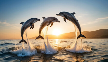 Dolphins Leaping Joyfully Out of the Water
