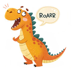 Naklejka premium cute cartoon of a dinosaur, children's illustration, png transparent background