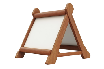 Wooden easel with blank white sign