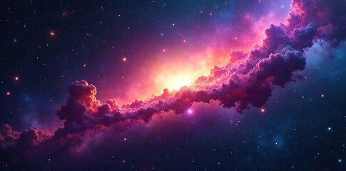 Fototapeta premium Awe-inspiring nebula in deep space, swirling gas and dust clouds illuminated by distant stars A vibrant display of cosmic beauty, perfect for science or fantasy projects , texture, nebulae