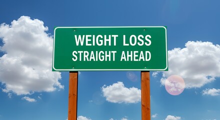 Weight loss sign indicating the direction ahead.