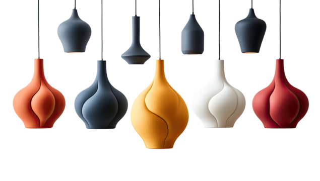 Ceramic pendant lights in various colors - Powered by Adobe