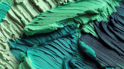 Textura Abstrata de Tintas Acrílicas em Tons de Verde e Azul