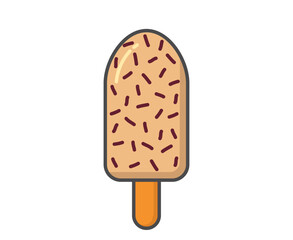 Ice cream with sweet sprinkles. Cold dessert and summer food. Isolated vector image