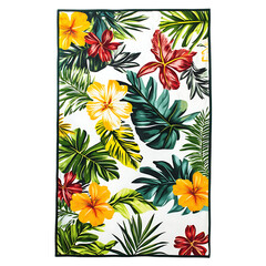 Tropical Beach Towel with Large Exotic Prints in Li Isolated on Transparent Background