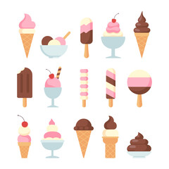 Various ice cream graphic vector illustration set