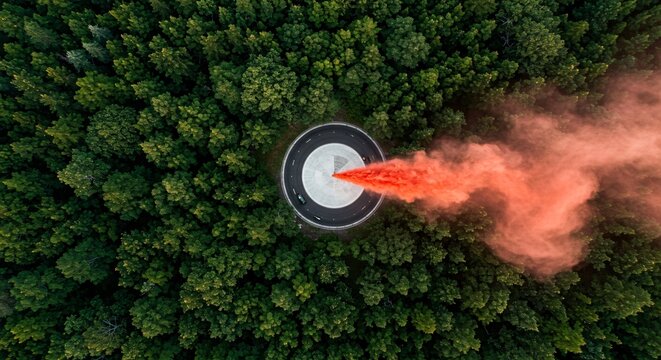 a fire exting in the middle of a forest