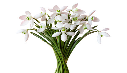 A bouquet of delicate, white snowdrops