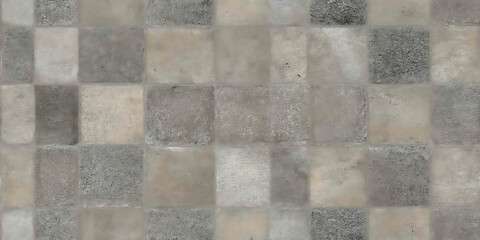 Cream-toned, antique-style, tessellated flooring with a cement design - Seamless , pattern , background , tile