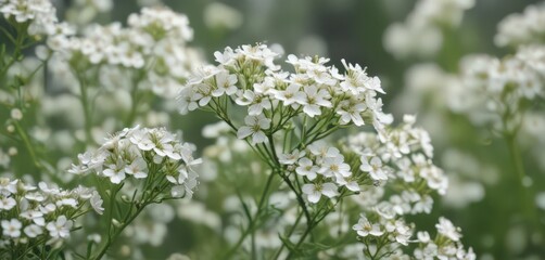 Fototapeta premium Delicate gypsophila blooms, close-up Tiny white flowers, soft focus , delicate, tiny