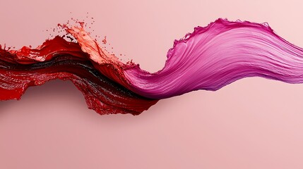 Abstract Red And Pink Liquid Shapes Flowing Over Soft Pastel Background