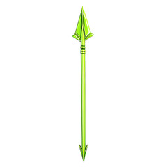 Modern Arrow with Refined Details in Bold Neon Green Isolated on Transparent Background