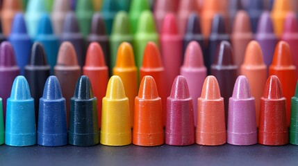 Colorful Crayons in a Row