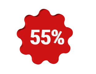 Simple 3D icon of a label with 55% white inside