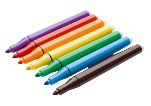 Array of Rainbow Colored Markers Angled and Ready for Creative Expression