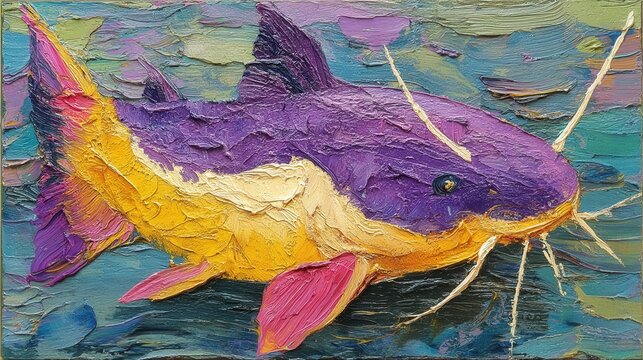 Peixe-gato Vibrante: Pintura a &Oacute;leo Texturizada