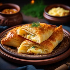 Moldawische Vorspeise mit Plăcintă cu br&acirc;nză (K&auml;sepastete)