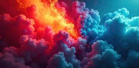 A powerful surge of vibrant, saturated color explodes across the frame, radiating strength and energy The bold hues evoke feelings of power and intense vitality , resolve, powerful, energy