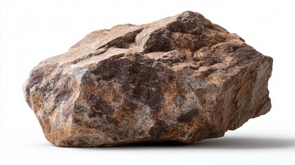 Large Brown Granite Boulder in Riverbed for Landscaping and Construction