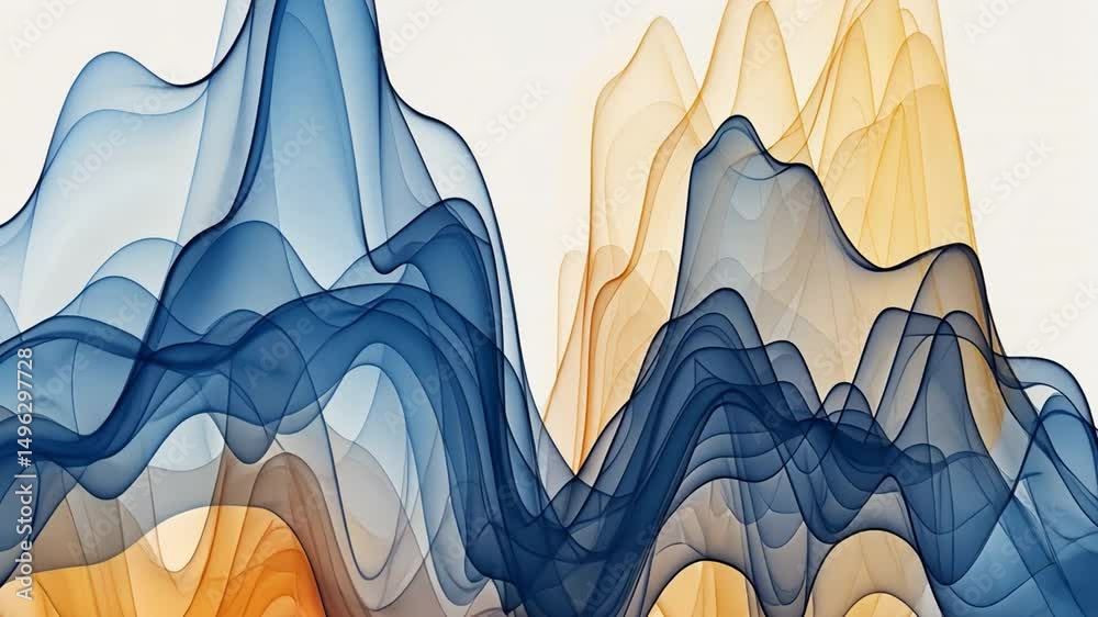 Poster abstract waves in blue and orange fluid gradient design art background with dynamic texture and move