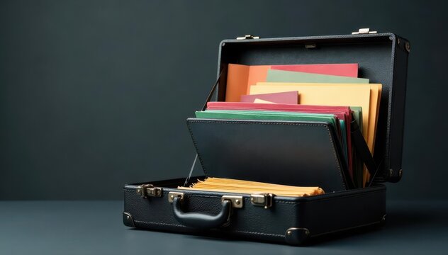 Locked briefcase, confidential files isolated , information, confidential