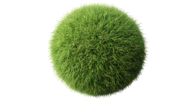  Beautiful grass sphere isolated on a transparent background, PNG image.