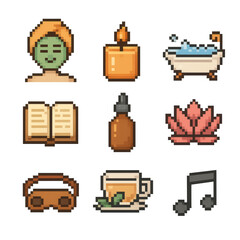 Pixel Self Care Icons