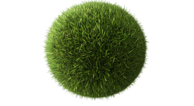 Beautiful grass sphere isolated on a transparent background, PNG image. - Powered by Adobe