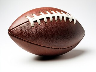 Brown Leather American Football on White Background
