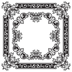 Abstract Ornamental Frames in Decorative Line Work