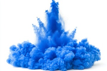 Obraz premium Blue Powder Explosion Against White Background