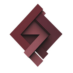Abstract Arrow with Overlapping Layers in Burgundy Isolated on Transparent Background