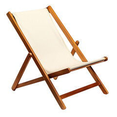 Contemporary Foldable Wooden Beach Chair with a Sle Isolated on Transparent Background
