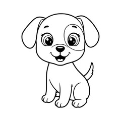 cute dog cartoon drawing illustration for kids coloring book. kawaii