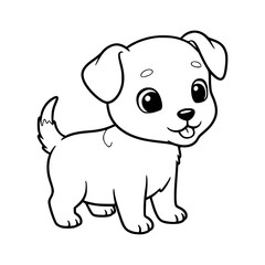 cute dog cartoon drawing illustration for kids coloring book. kawaii