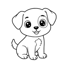 cute dog cartoon drawing illustration for kids coloring book. kawaii