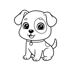 cute dog cartoon drawing illustration for kids coloring book. kawaii