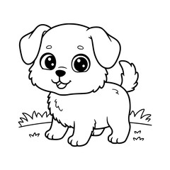 cute dog cartoon drawing illustration for kids coloring book. kawaii