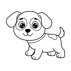 cute dog cartoon drawing illustration for kids coloring book. kawaii