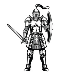Obraz premium Medieval knight with sword and shield