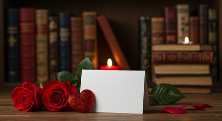 Rose Heart Card Book Candle Valentine Still Life