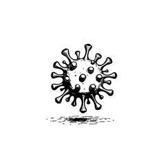 Monochrome depiction of a spiky organic shape reminiscent of microscopic organisms