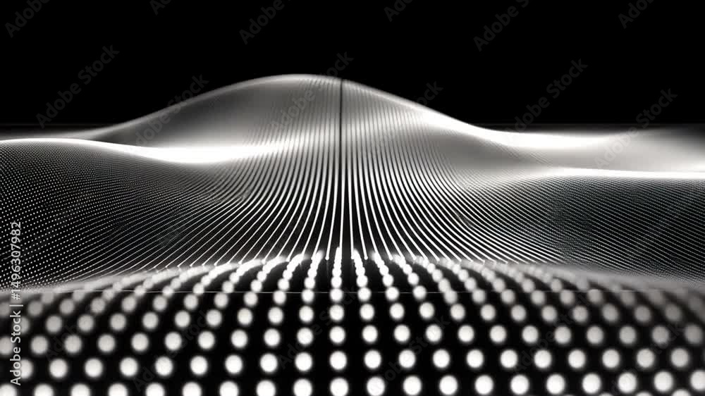 Poster mesmerizing abstract waves and patterns with smooth curves and rhythmic lines, showcasing dynamic vi