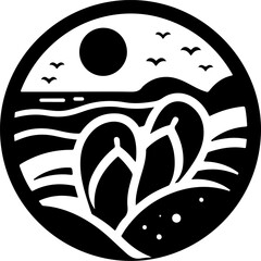 sketch illustration silhouette design icon logo symbol flip flops for relaxing in any situation