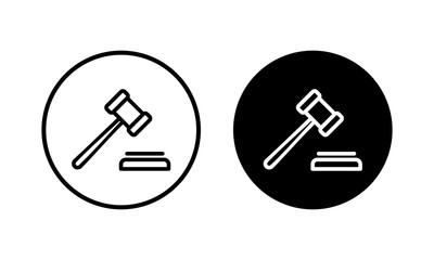 Gavel icon vector illustration. judge gavel sign and symbol. law icon. auction hammer