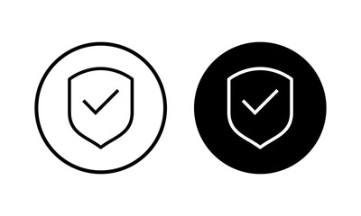 Shield check mark icon vector illustration. Protection approve sign. Insurance icon