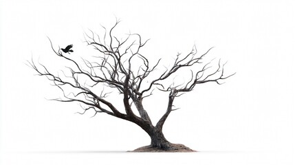 Spooky Dead Tree Halloween Decoration on White Background
