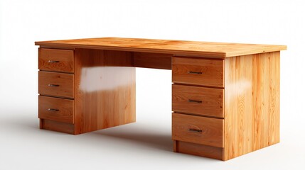 Modern Desk from a Unique Angle on White Background