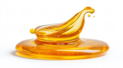 Golden Liquid Drop on White Background for Food Product Advertisement